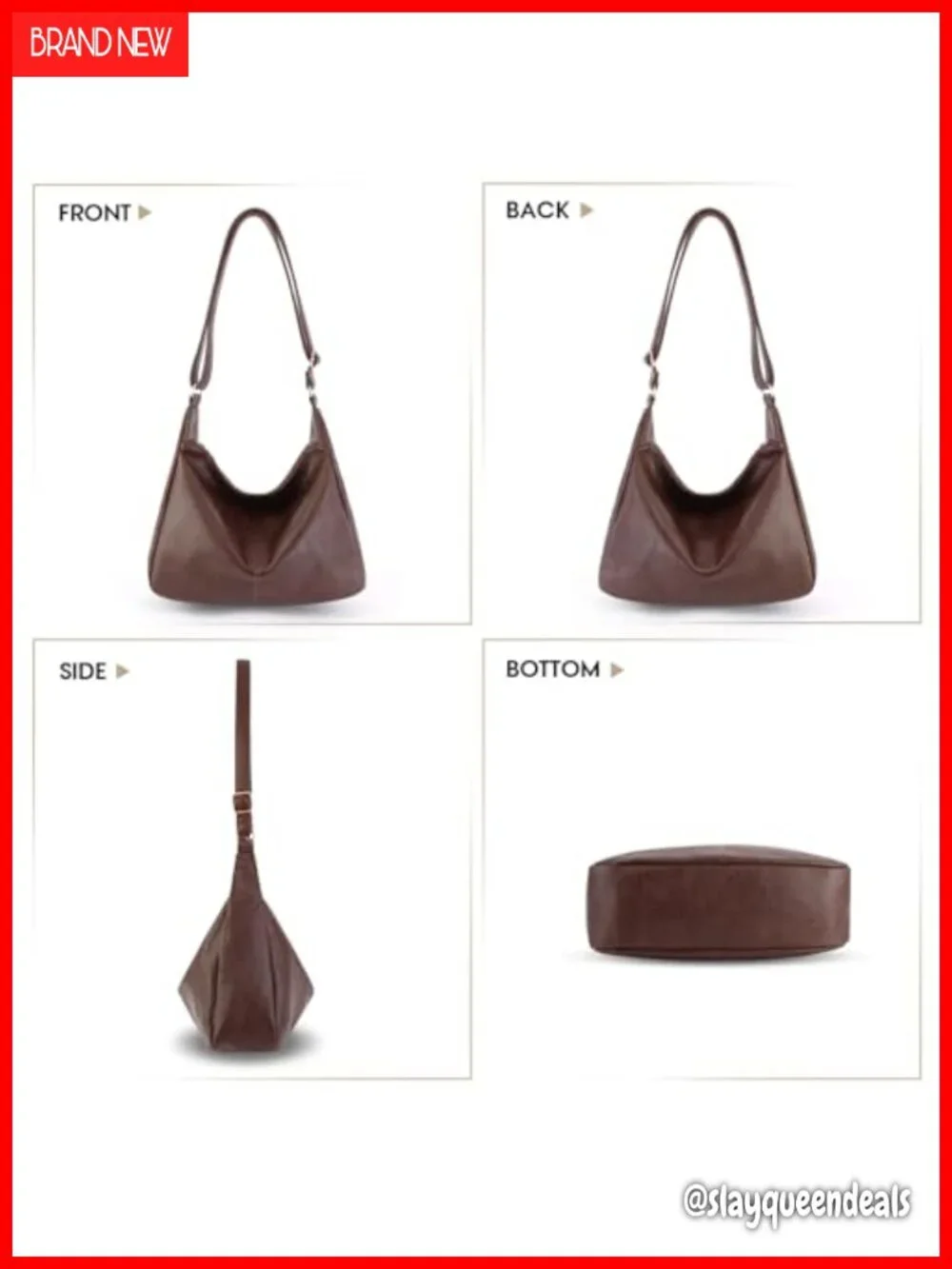 Women's Hobo Bag Soft PU Leather Crossbody Slouchy Shoulder Purse with